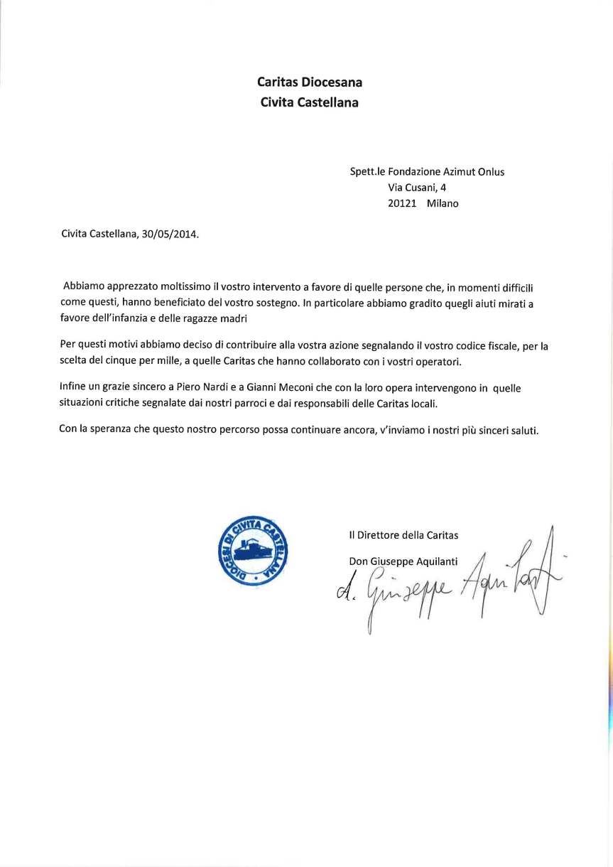 lettera dicoesi di Civita Castellana